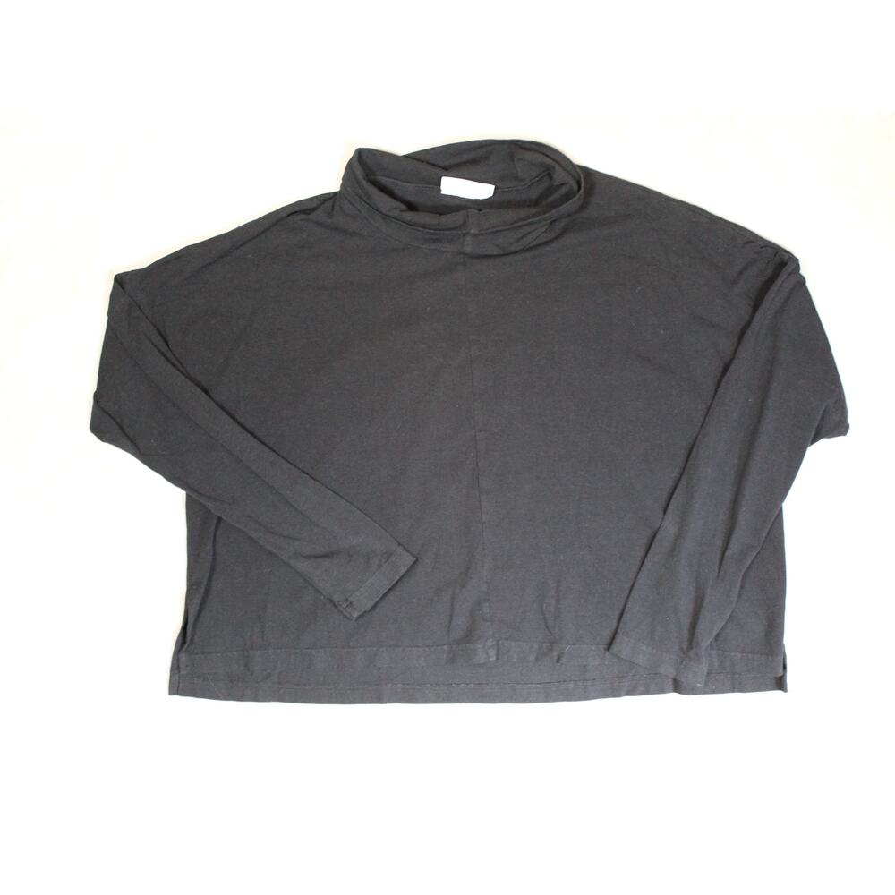 Bryn Walker Top Womens Medium Black Mock Neck Minimalist Lagenlook USA
